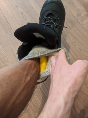 Foam in sock above ankle